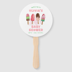 Leque Sorvete cor-de-rosa doce Popcicle Chá de fraldas b