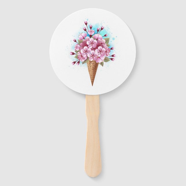 Leque Sorvete Waffle Rosa Sakura Cone (Frente)
