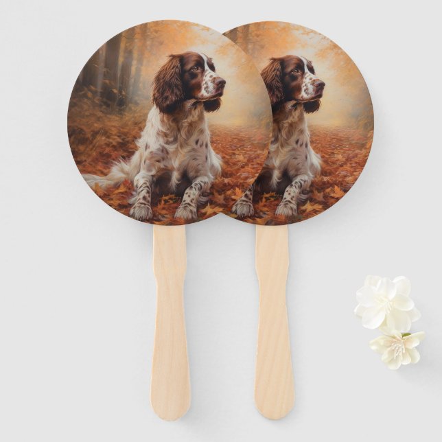 Leque Springer Spaniel no Outono Folhas Caídas Inspiram (Frente e Verso)