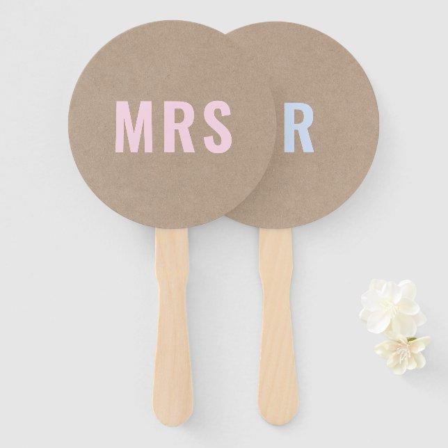 Leque Sr. ou Sra.? | Rustic Kraft Bride Groom Weding Gam (Frente e Verso)
