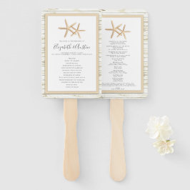 Leque Starfish Whitewash Wood Beach Weding Program Fan