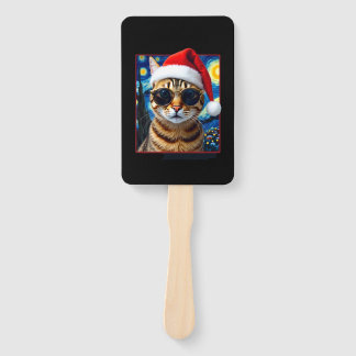 Leque Starry Night Orange Tabby Cat Christmas