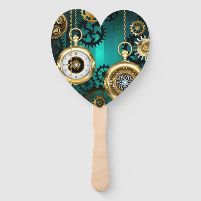 Leque Steampunk Jewelry Watch em um fundo verde (Frente)