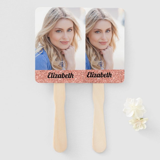 Leque Sua Própria Foto, Cor-de-Rosa, Graduação em Monogr (Frente e Verso)