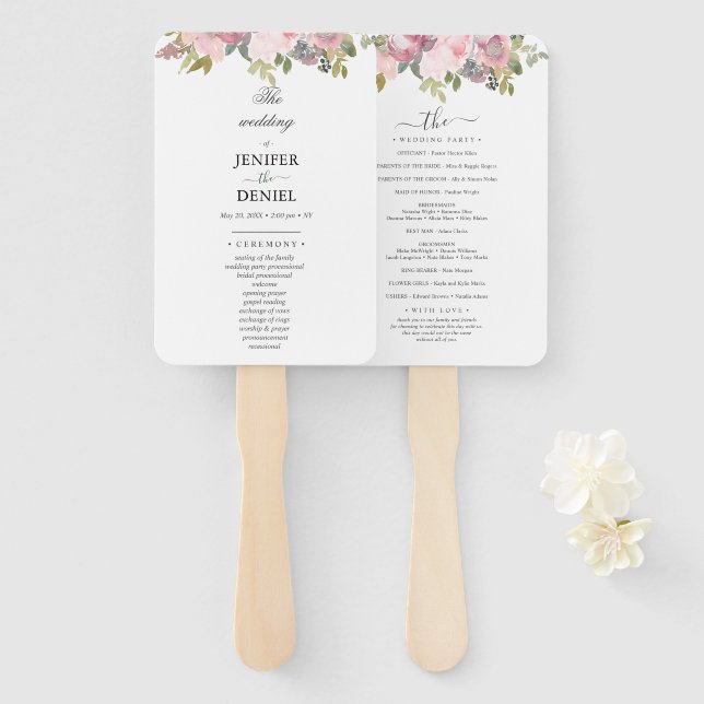 Leque Summer Garden Watercolor Floral Wedding (Frente e Verso)