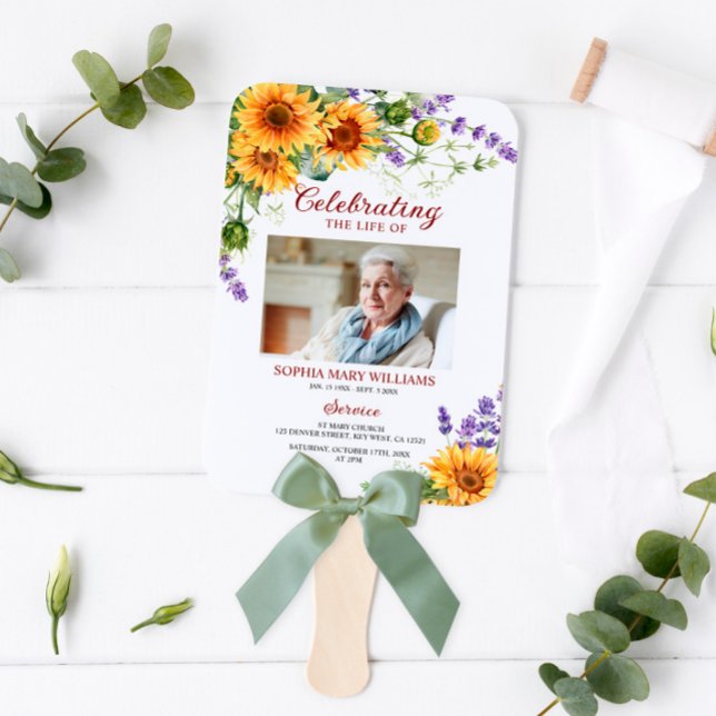 Leque Sunflower & Lavanda Funeral Programa Conjunto de V (Criador carregado)