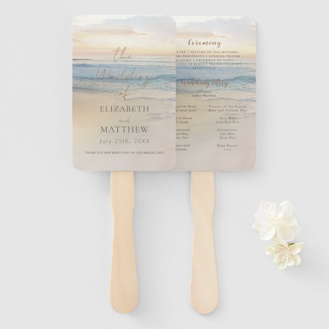 Leque Sunset Beach Wedding  (Frente e Verso)