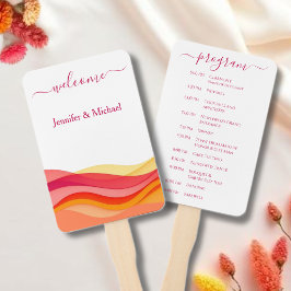 Leque Sunset Color Waves Wedding Fan Program