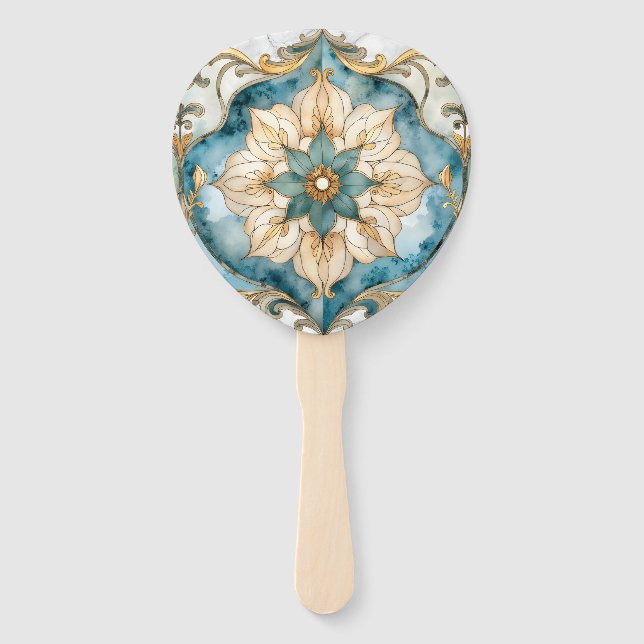Leque Tapeçaria Flor de Cerúleo  (Frente)