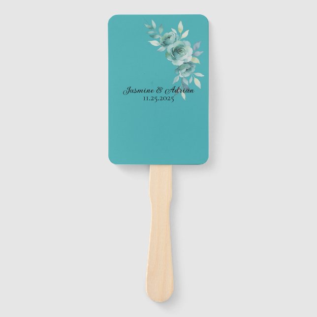 Leque Teal Whisper Blooms Wedding (Frente)