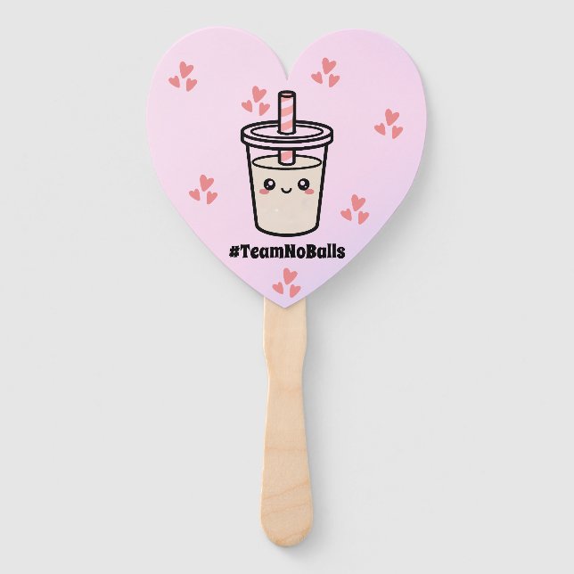 Leque #TeamNoBalls Balls Bubble Tea Boba Gender Reveal (Frente)