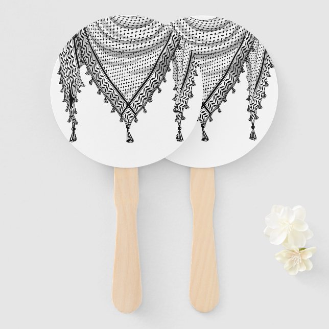 Leque Tecido Tradicional do Keffiyeh Scarf Palestino (Frente e Verso)