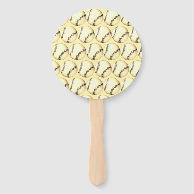 Leque Tema de Beisebol Amarelo Pálido (Frente)