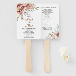 Leque Terracotta aquarela flores programa de casamento