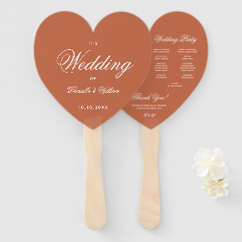 Leque Terracotta Heart Elegant Script Wedding Program