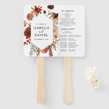 Terracotta Wedding Floral Rustic Program Fan