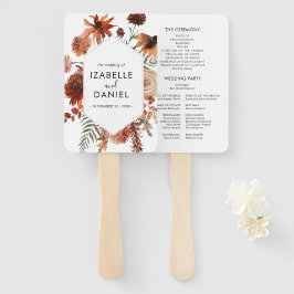 Leque Terracotta Wedding Floral Rustic Program Fan