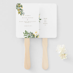 Leque Texto Dourado Simples Floral Amarelo