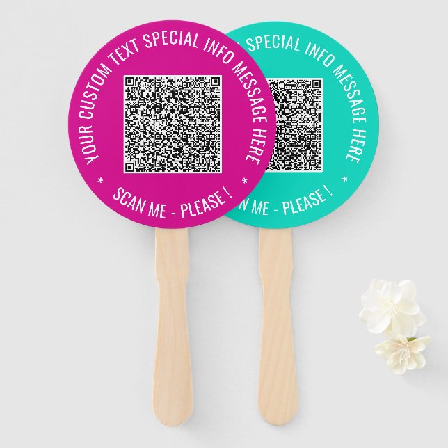 Leque Texto Personalizado e Cores do Código QR Exemplo d (Frente e Verso)