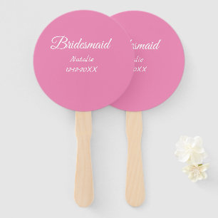 Leque Texto simples minimalista rosa para damas de honra