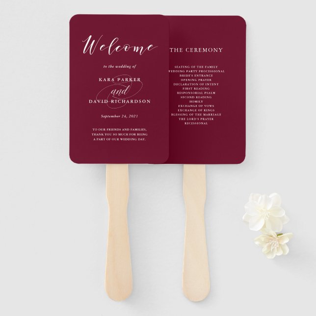Leque Tipografia Elegante | Marsala Wedding (Frente e Verso)