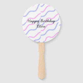 Leque Tiras roxas cor-de-rosa, feliz aniversário adicion