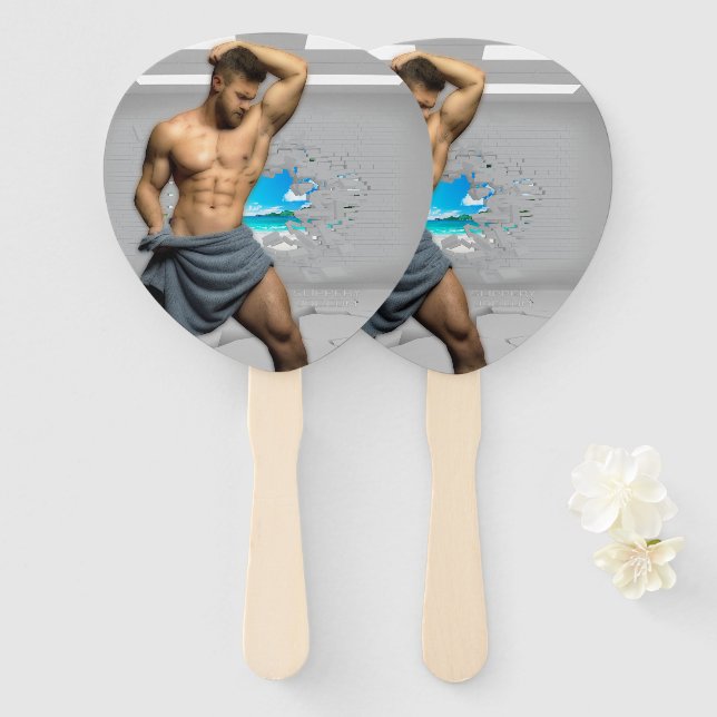 Leque Toalha de Homem de SlipperyJoe quebrada parede bra (Frente e Verso)