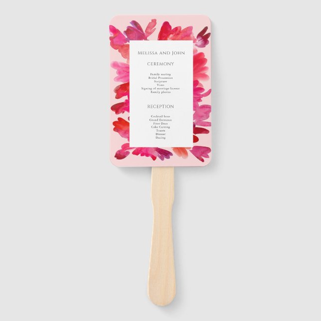 Leque Todas as Aquarelas do Amor Vermelho Rosa (Frente)