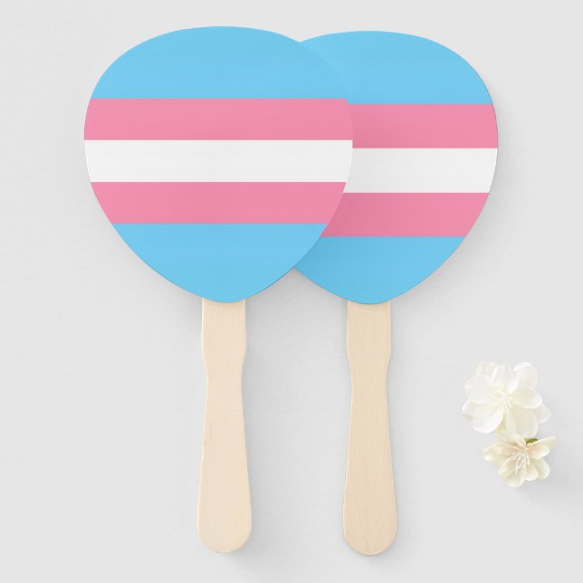 Leque trans party decor hand fans (Frente e Verso)