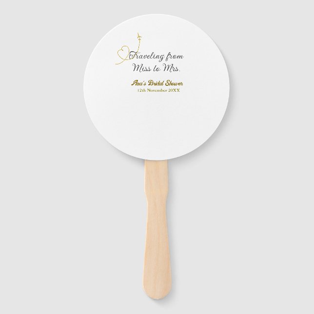 Leque Traveling from Miss to Mrs bridal shower add name (Frente)