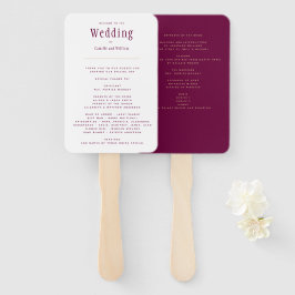 Leque Trendy Modern Berry Wine Weding Program Fan
