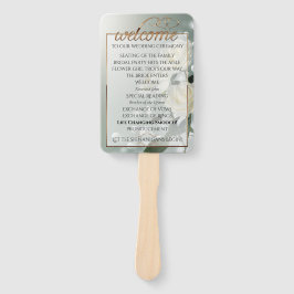 Leque Três Rosas Brancas/Trim Dourado