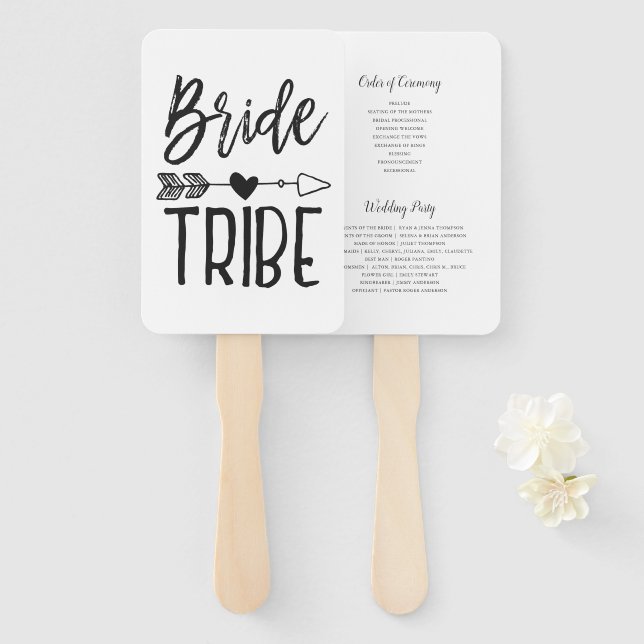 Leque Tribo Bride | Casamento de nome personalizado (Frente e Verso)