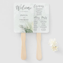 Leque Tropical Green Palm Wedding Program