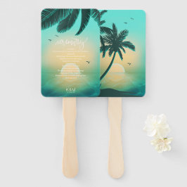 Leque Tropical Isle Sunrise Ceremony Teal ID581