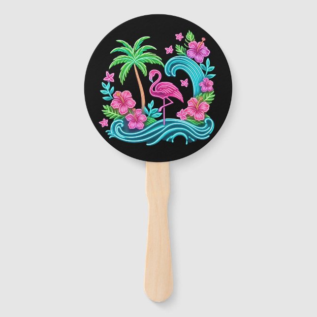 Leque Tropical Neon Flamingo (Frente)