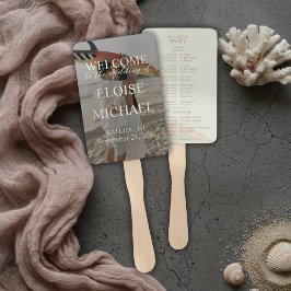 Leque Tropical Sunset Island Wedding Photo Program Fan