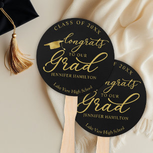 Leque Turma De 2025 Simples Elegante Dourado Preto Gradu