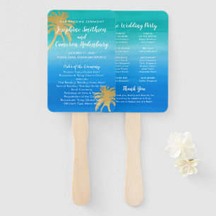 Leque Turquesa Blue Watercolor Palm Tree Beach Weding