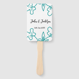 Leque Turquoise blue wedding couple name date flstylish 