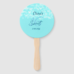 Leque Turquoise teal agate doce 16 anos adicione nome da