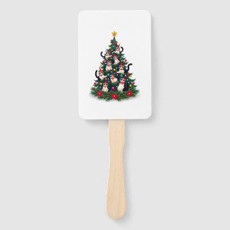 Leque Tuxedo Cat Christmas Tree Tuxedo Cat Lights Xmas M