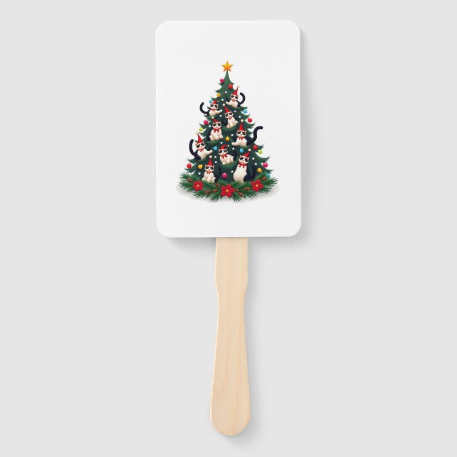 Leque Tuxedo Cat Christmas Tree Tuxedo Cat Lights Xmas M (Frente)