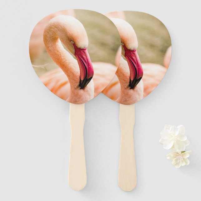 Leque Um Belo Flamingo Rosa (Frente e Verso)