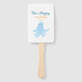 Leque Um polvo azul feliz no aniversário do mar