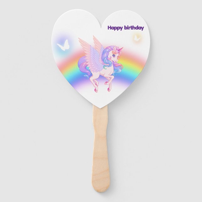 Leque Unicorn Rainbow Birthday Invitation Set of Fans (Frente)