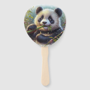 Leque Urso Panda Adorável Comendo Bambu