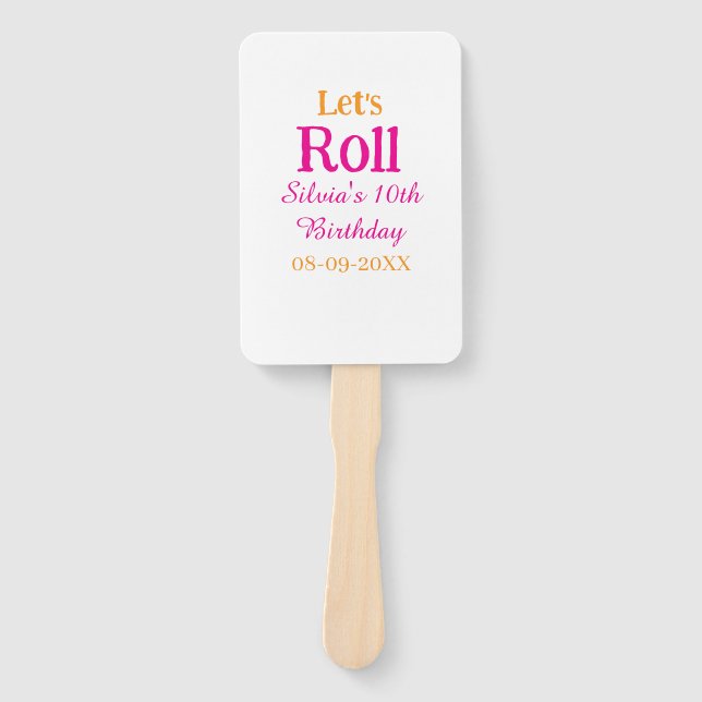 Leque Vamos rolo feliz 10º aniversário adicione nome ret (Frente)