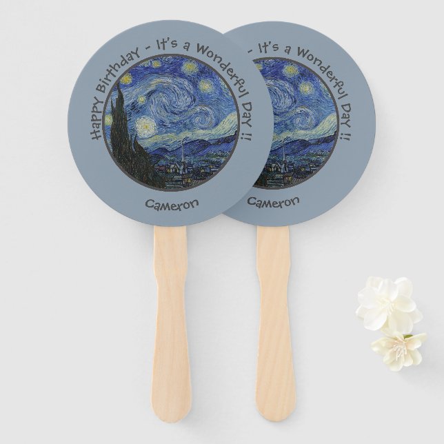 Leque van Gogh's The Starry Night Party Items Collection (Frente e Verso)