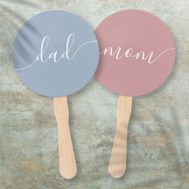 Leque Vantador de mão para jogo de chá de bebê do papai  (Mom Or Dad Baby Shower Game Hand Fan)